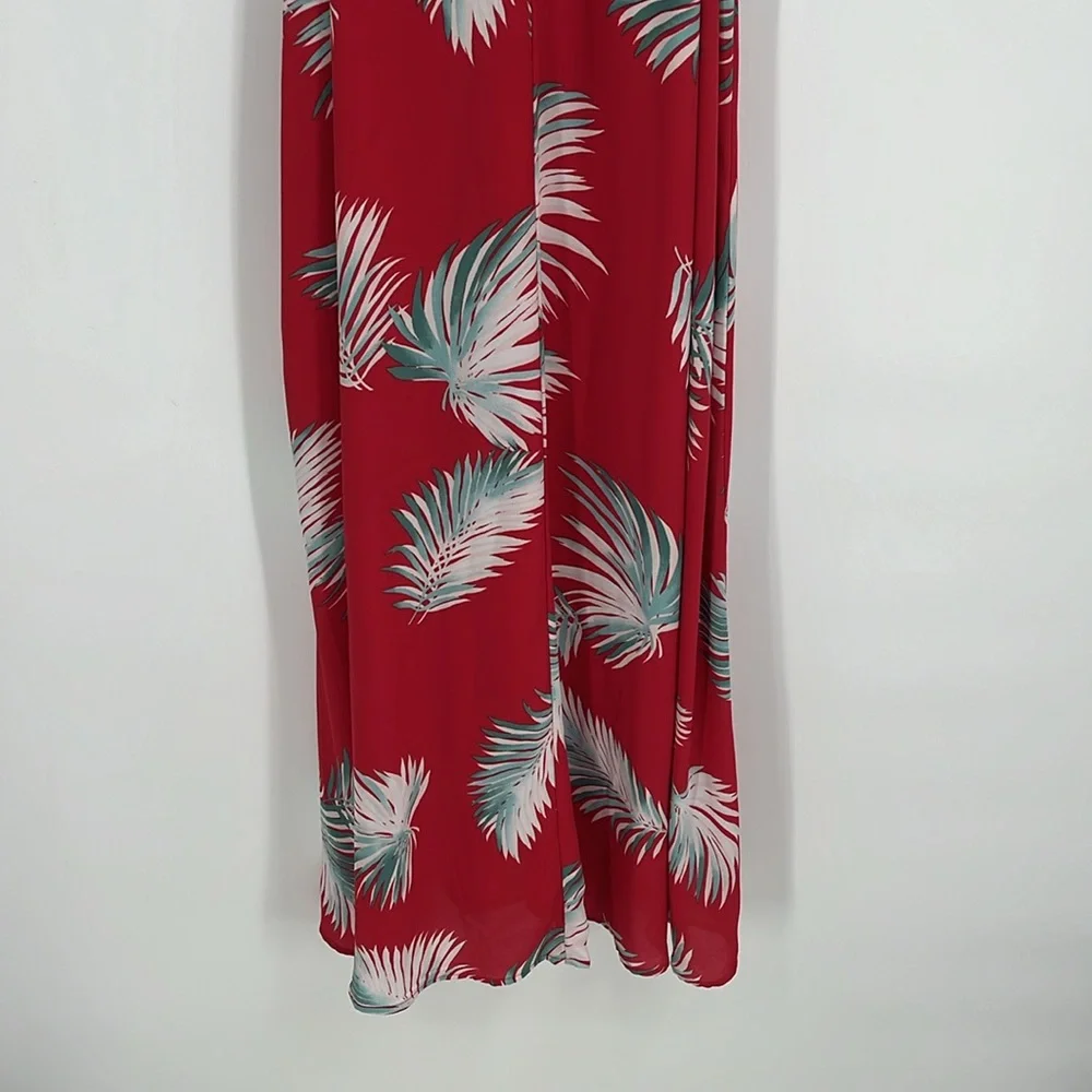Forever 21 Contemporary Red Tropical Print Maxi Dress Size Small